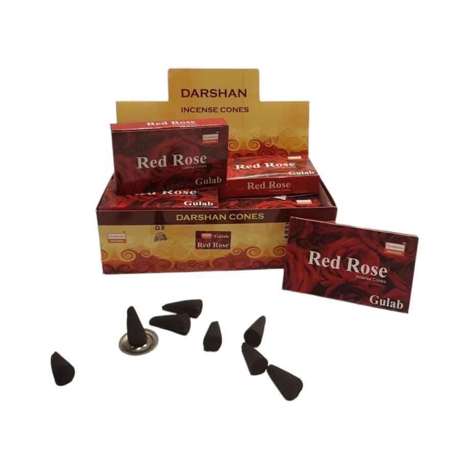 Darshan Red Rose Kırmızı Gül Kokulu Konik Tütsü